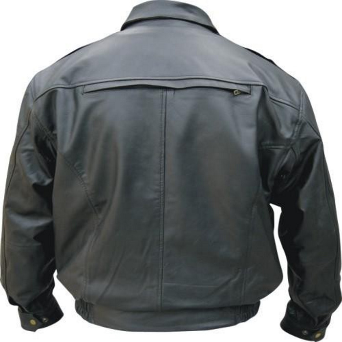 (image for) Men's Traditional Black Leather Bomber Jacket